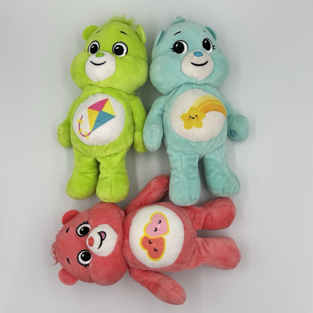 Lot of‎ 3 Care Bears 10" Plush 2021 Stuffed Animals Love-a-Lot Wish Do Your Best